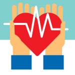 Heartbeat in hands graphic